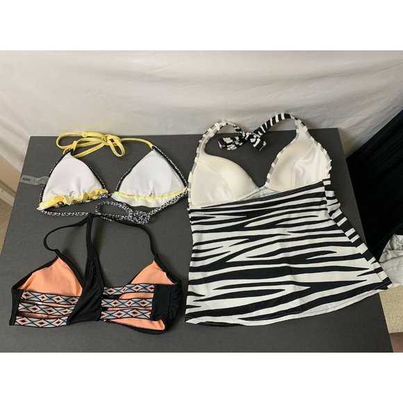 Victoria’s Secret Tankini Top Size Small Lot Bundle Stripes Yellow Ruffles Triba - Picture 3 of 12